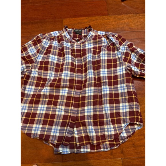 Rag & Bone Plaid Shirt Ruffle Neck Accordion Pleated Back Preppy | Womens Medium - Picture 3 of 14